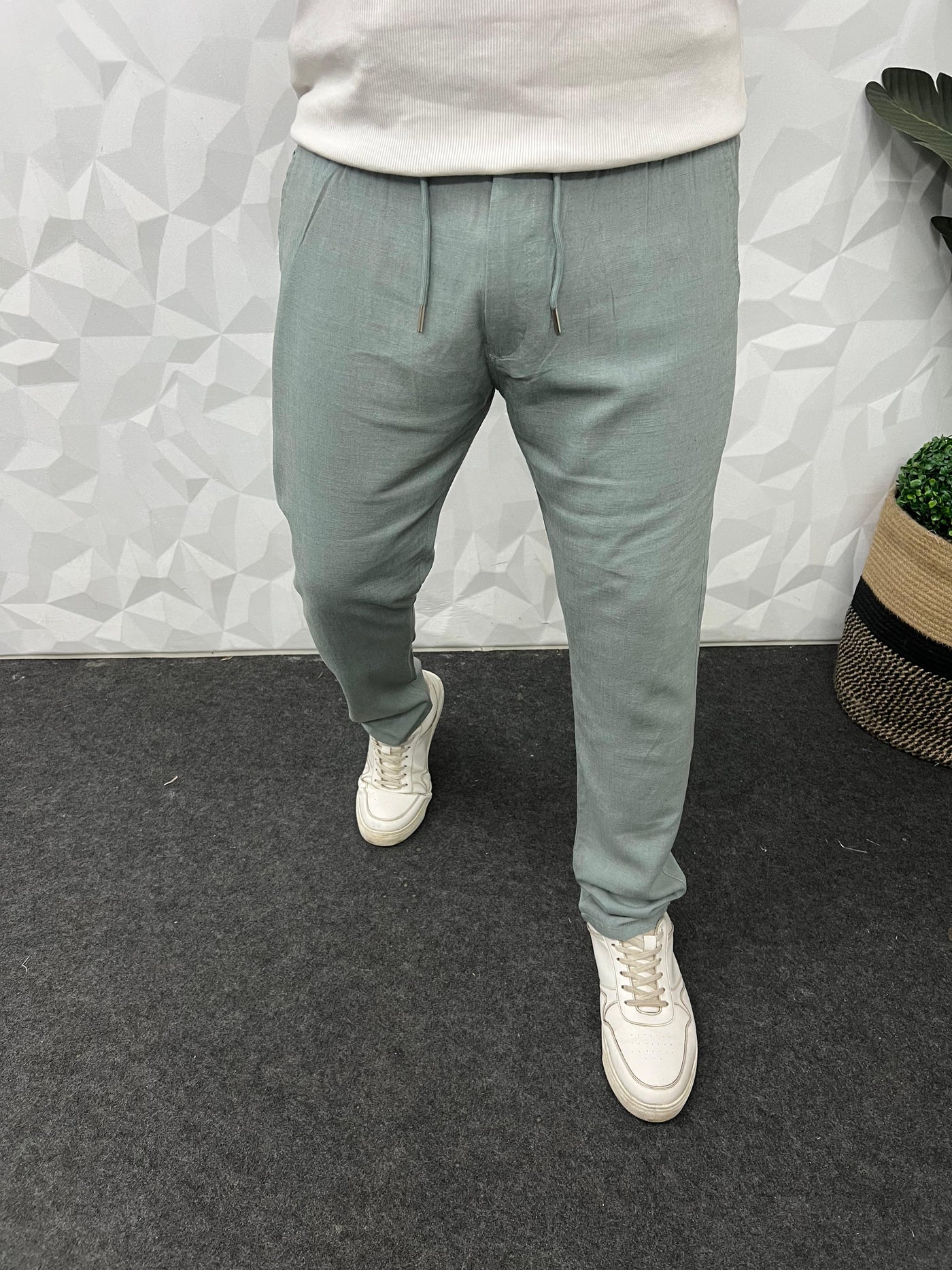 Imported fabric linen pants ( Ocean green )