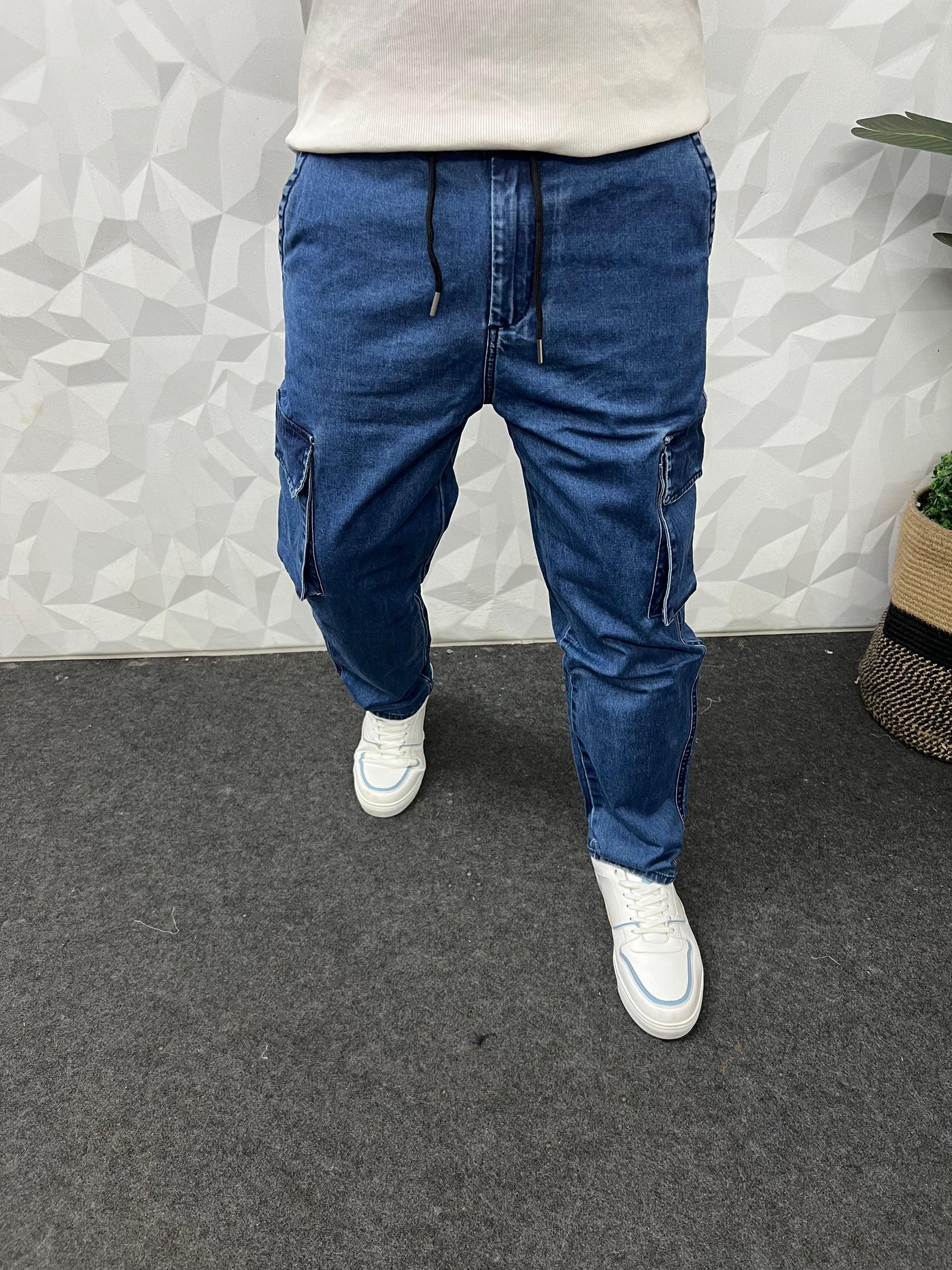 Denim fabric cargo pant