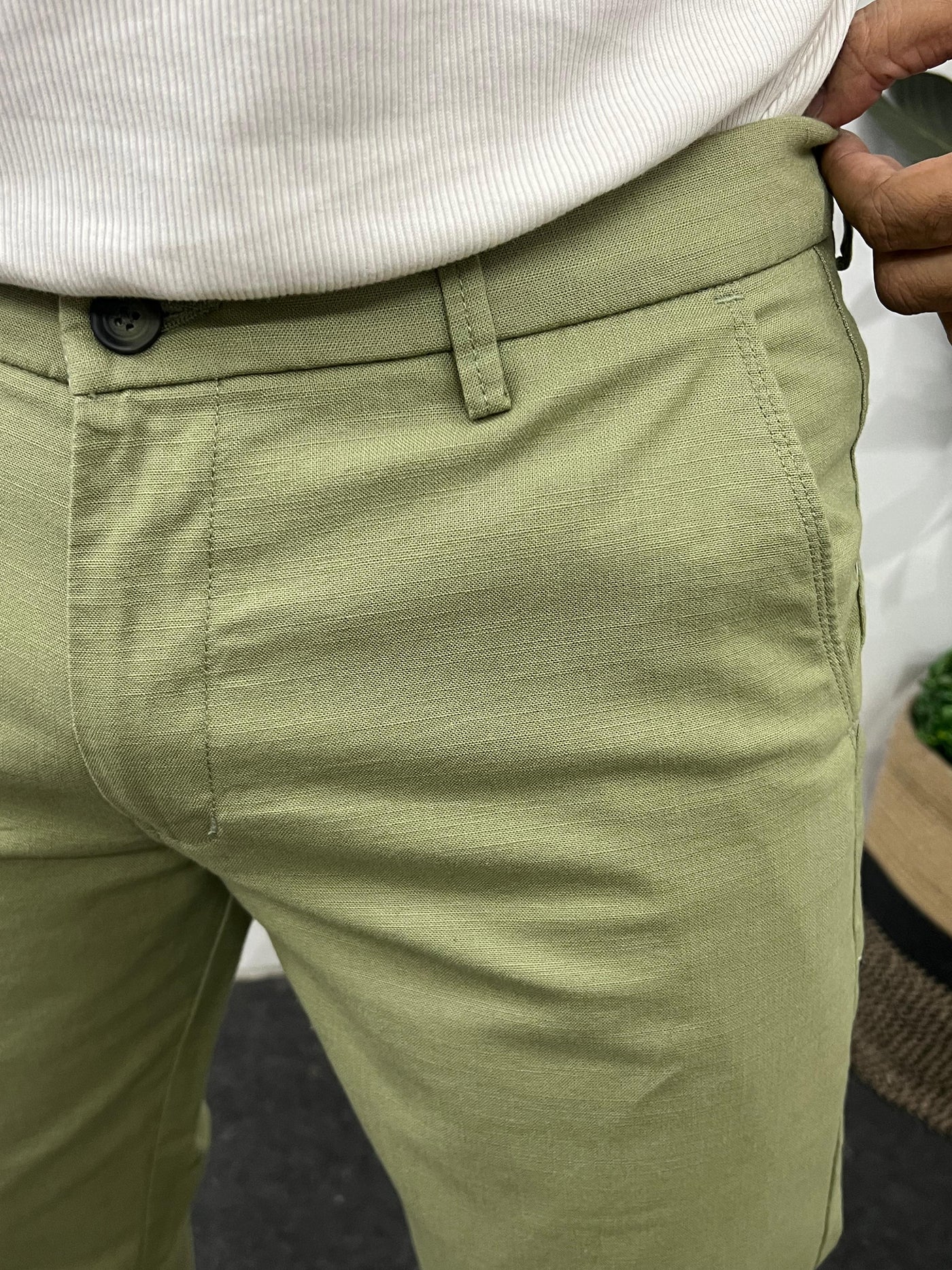 Linen fabric chinos