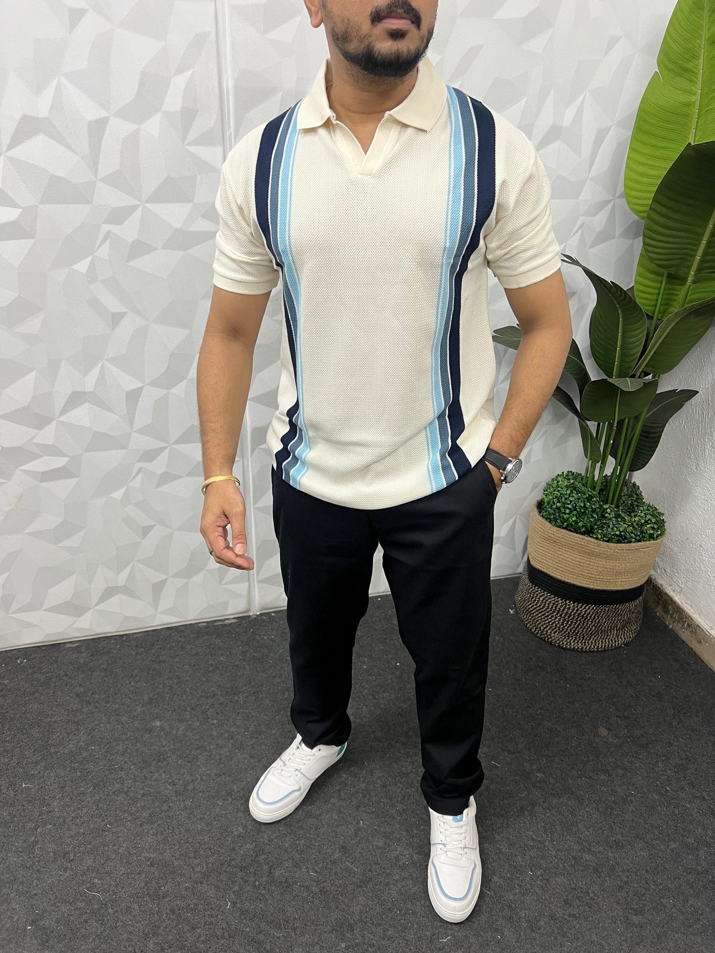 Knitted fabric polo t-shirt