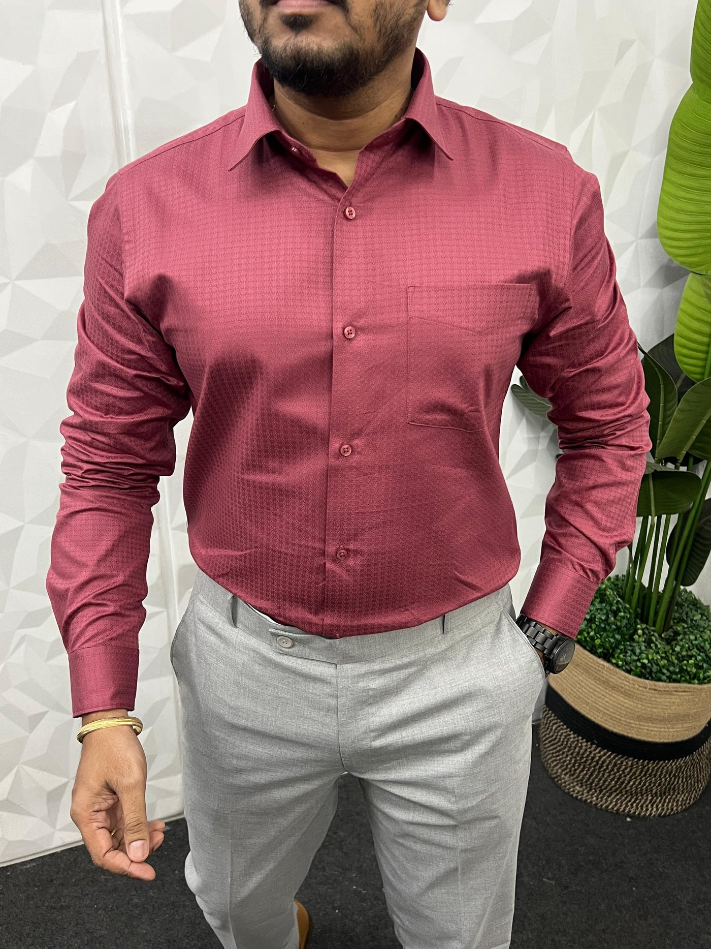 Self texture party wear shirt