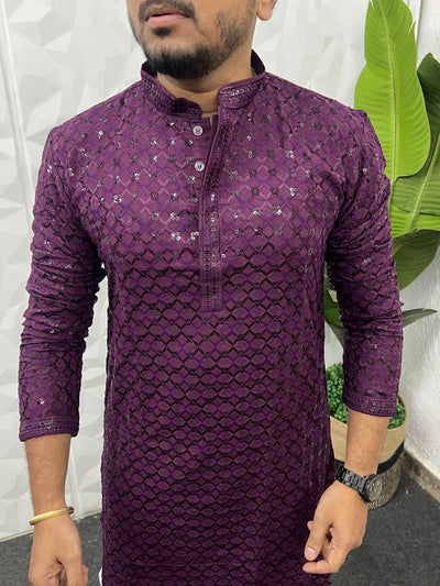 Lucknowi fabric long kurta