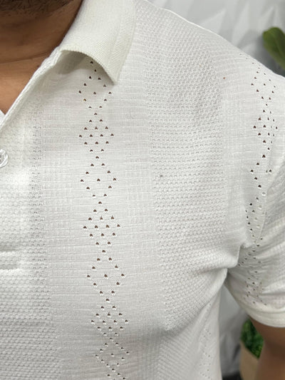 Cotton texture fabric collar t-shirt