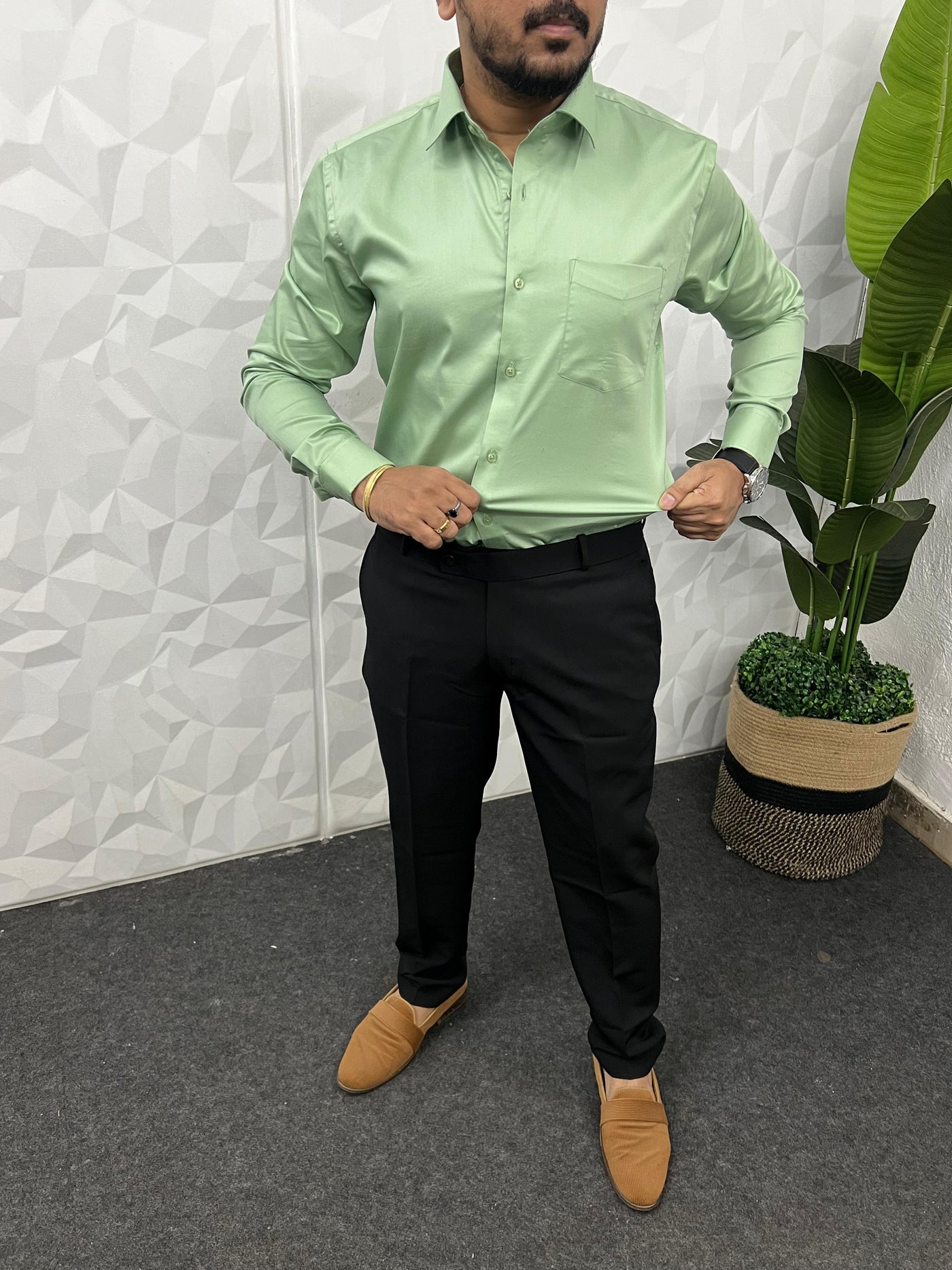 Cotton lycra fabric plain shirt