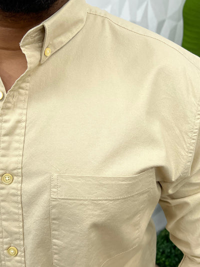 Oxford lycra solid shirt (Cream)