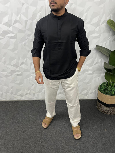 Slub linen short kurta