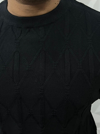 knitted full sleeve t-shirt ( black )