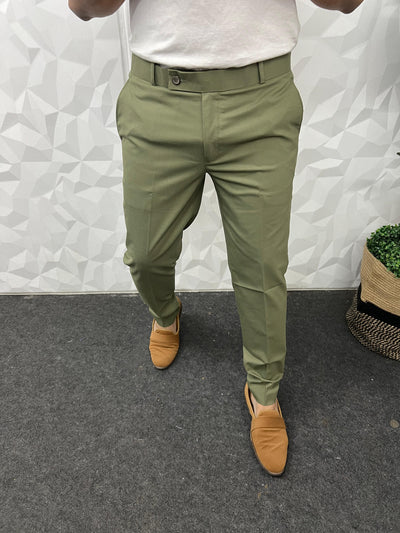 Cotton melange fabric trouser ( green )