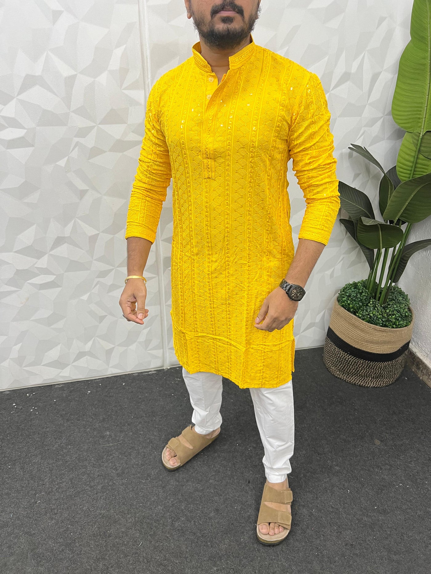 Lucknowi fabric long kurta