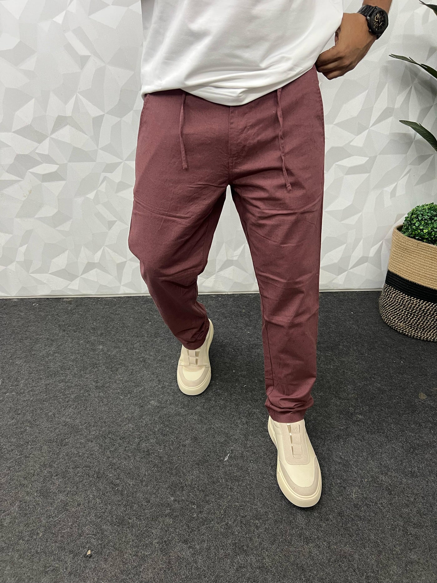 Linen fabric chino pant