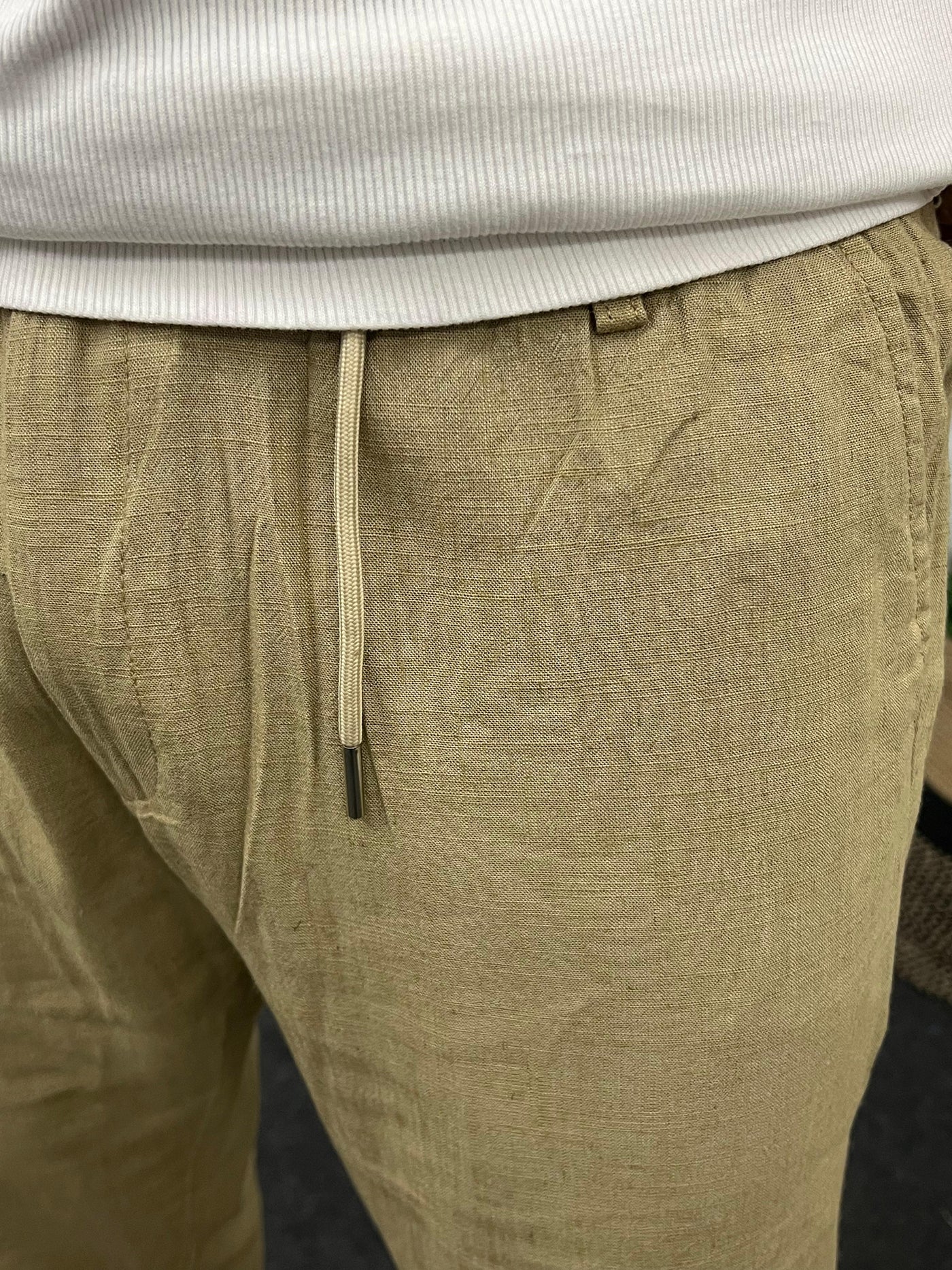 Imported fabric linen pants (Coffee)