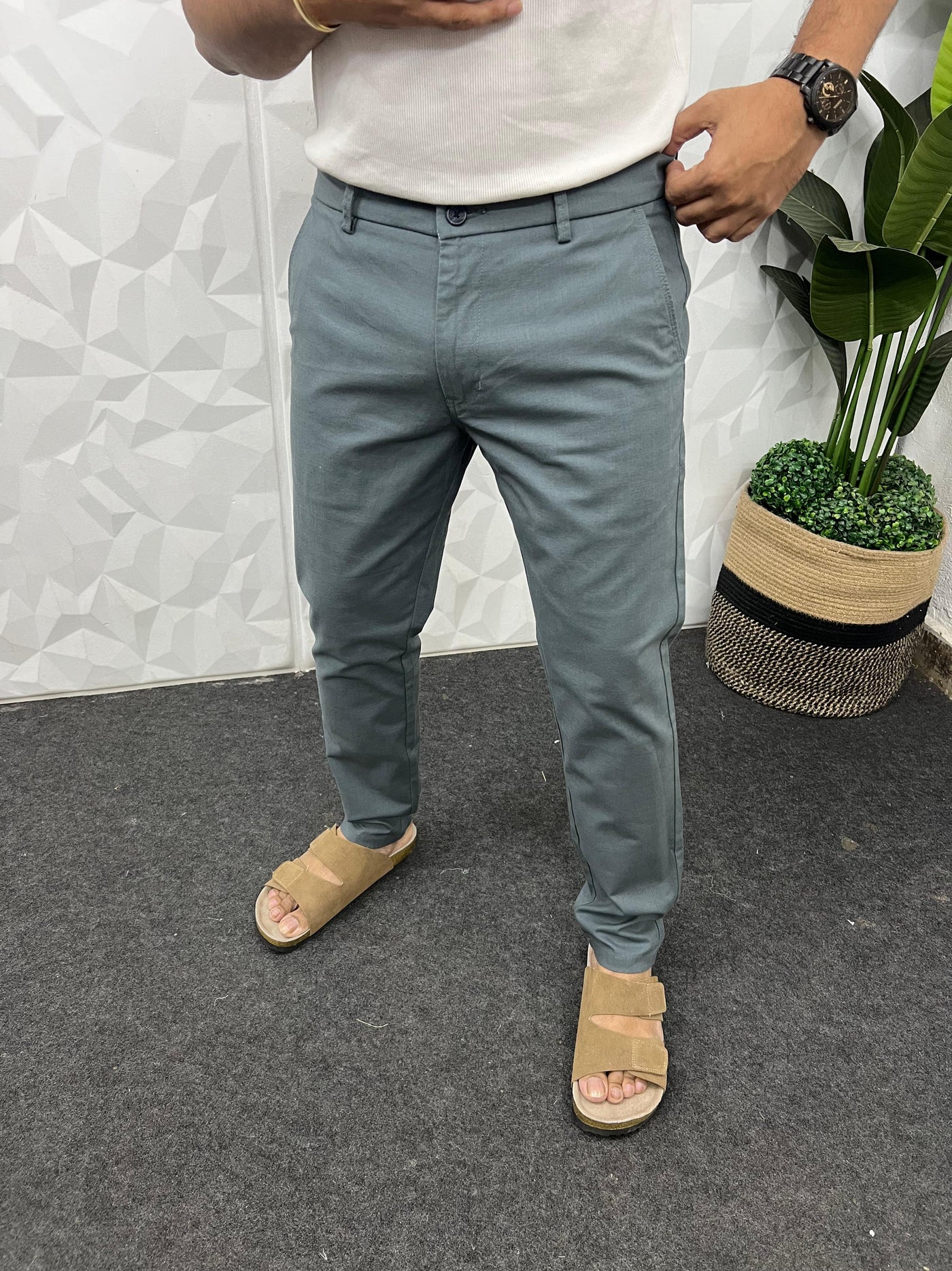 Linen fabric chinos