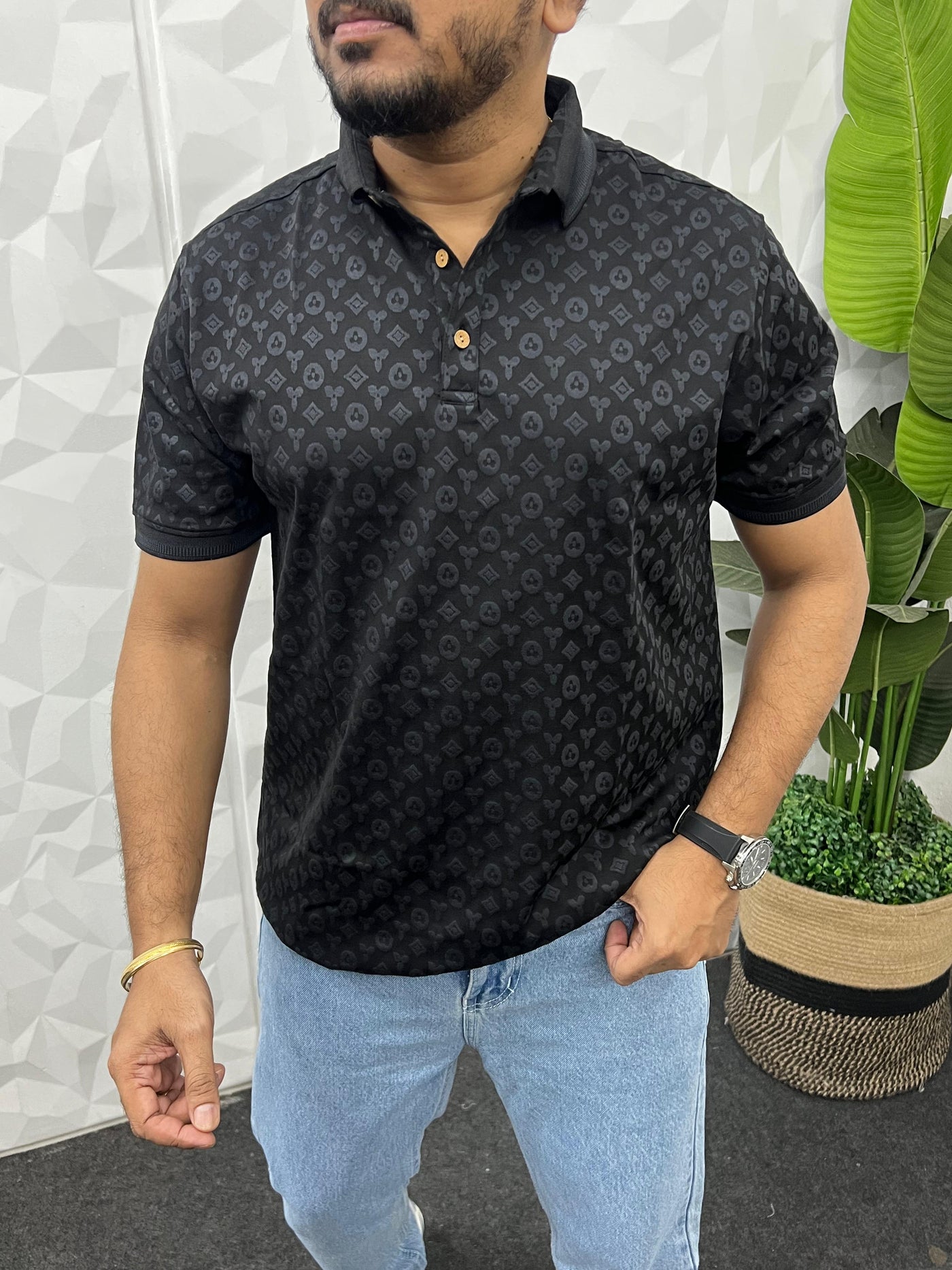 Imported fabric collar t-shirt