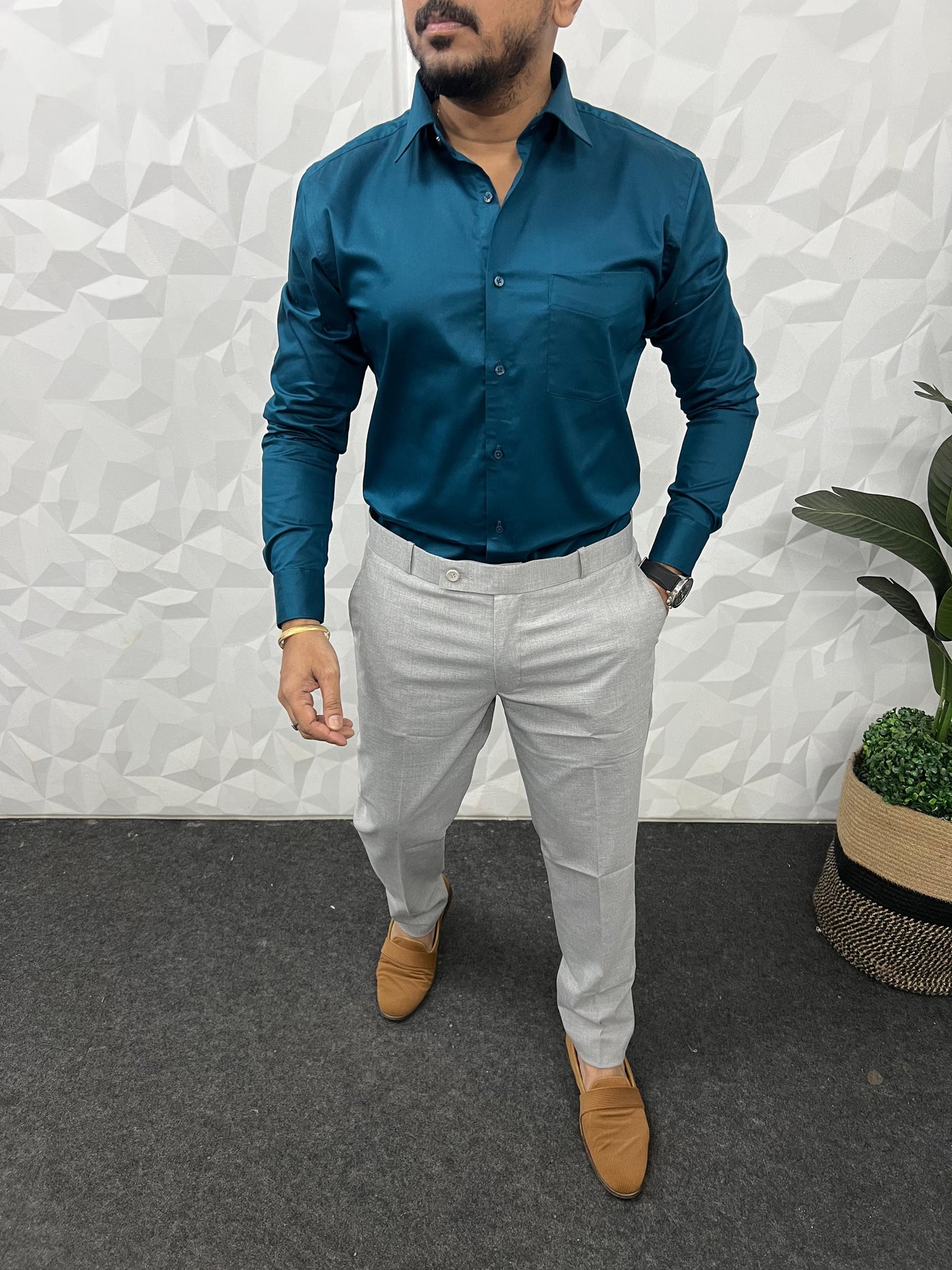 Cotton lycra fabric plain shirt