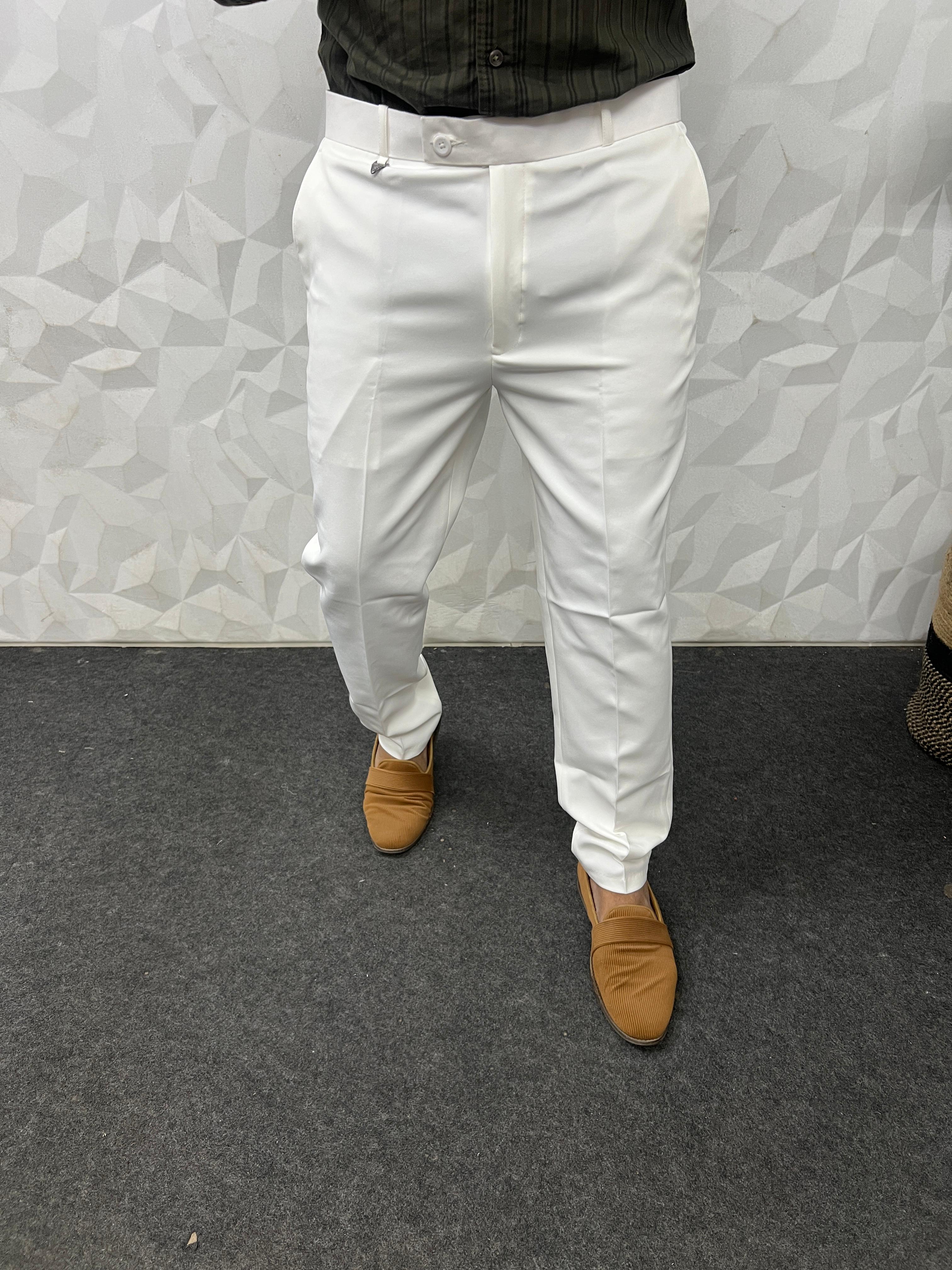 Cotton lycra white trouser