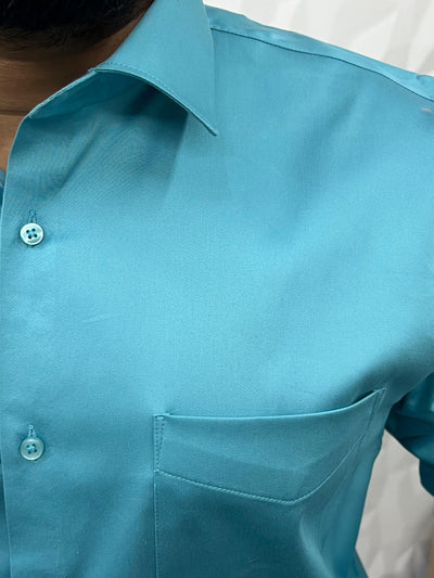 Cotton lycra plain shirt (Aqua)
