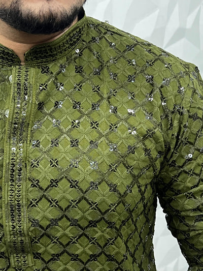 Lucknowi fabric long kurta