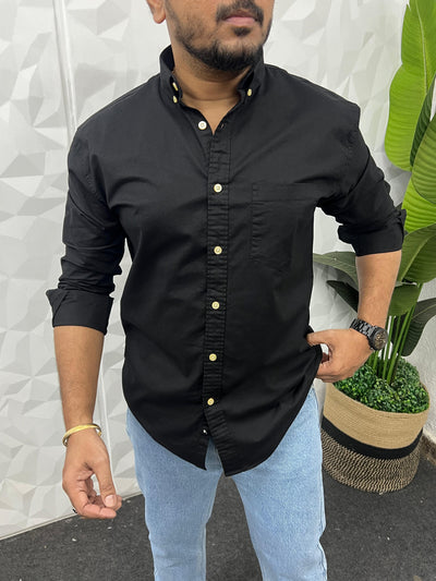 Oxford lycra solid shirt (Black)