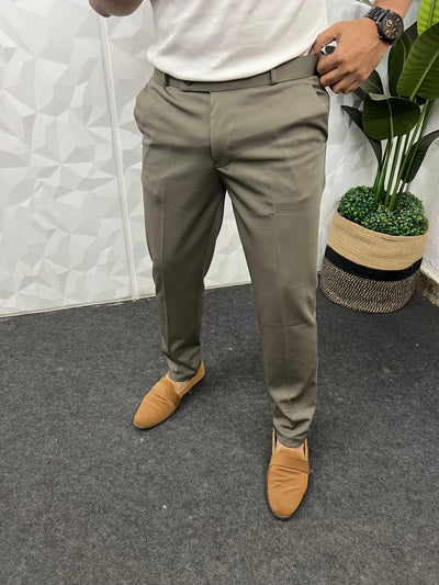 Peanut fabric ankle trouser