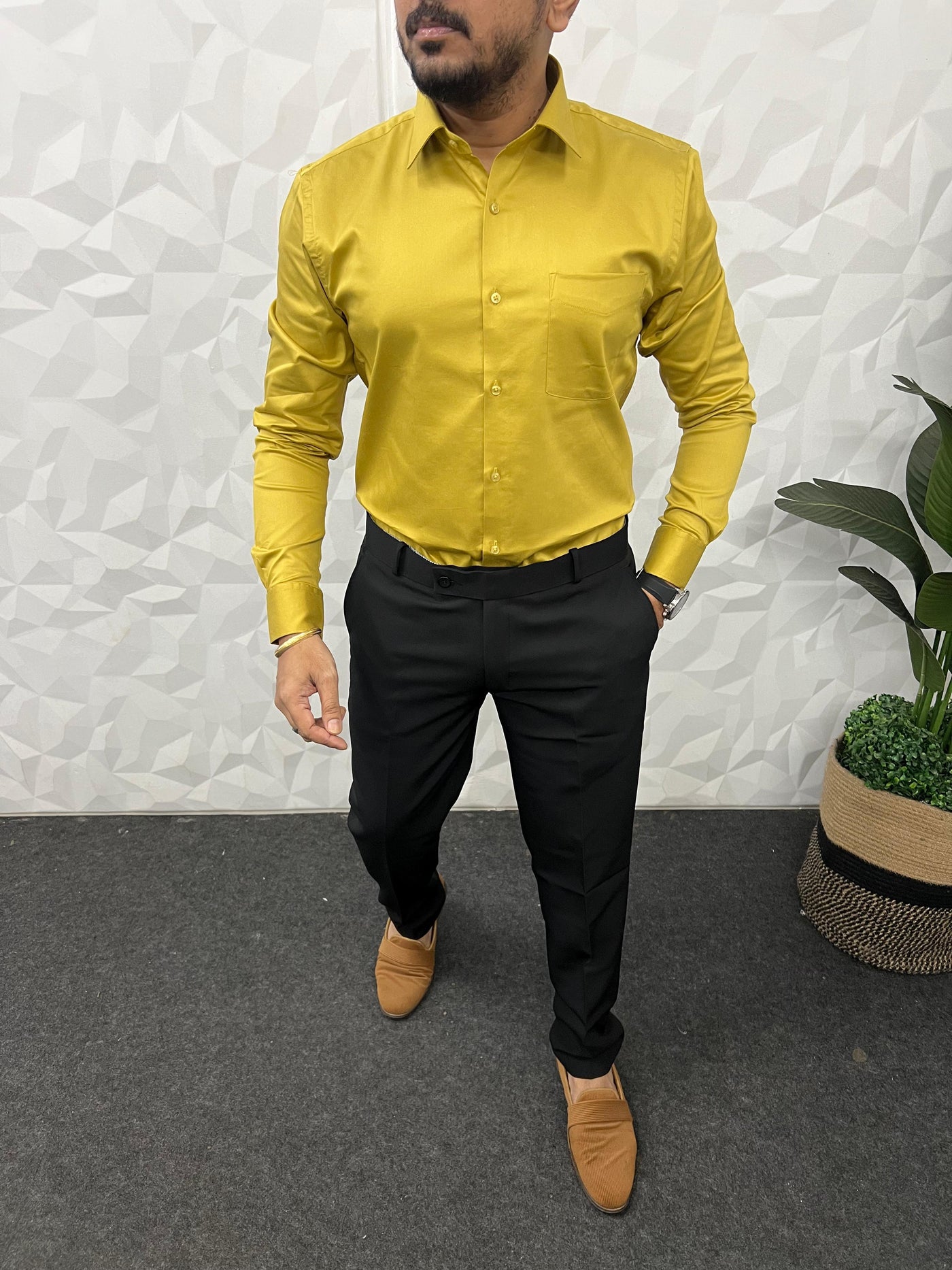 Cotton lycra fabric plain shirt