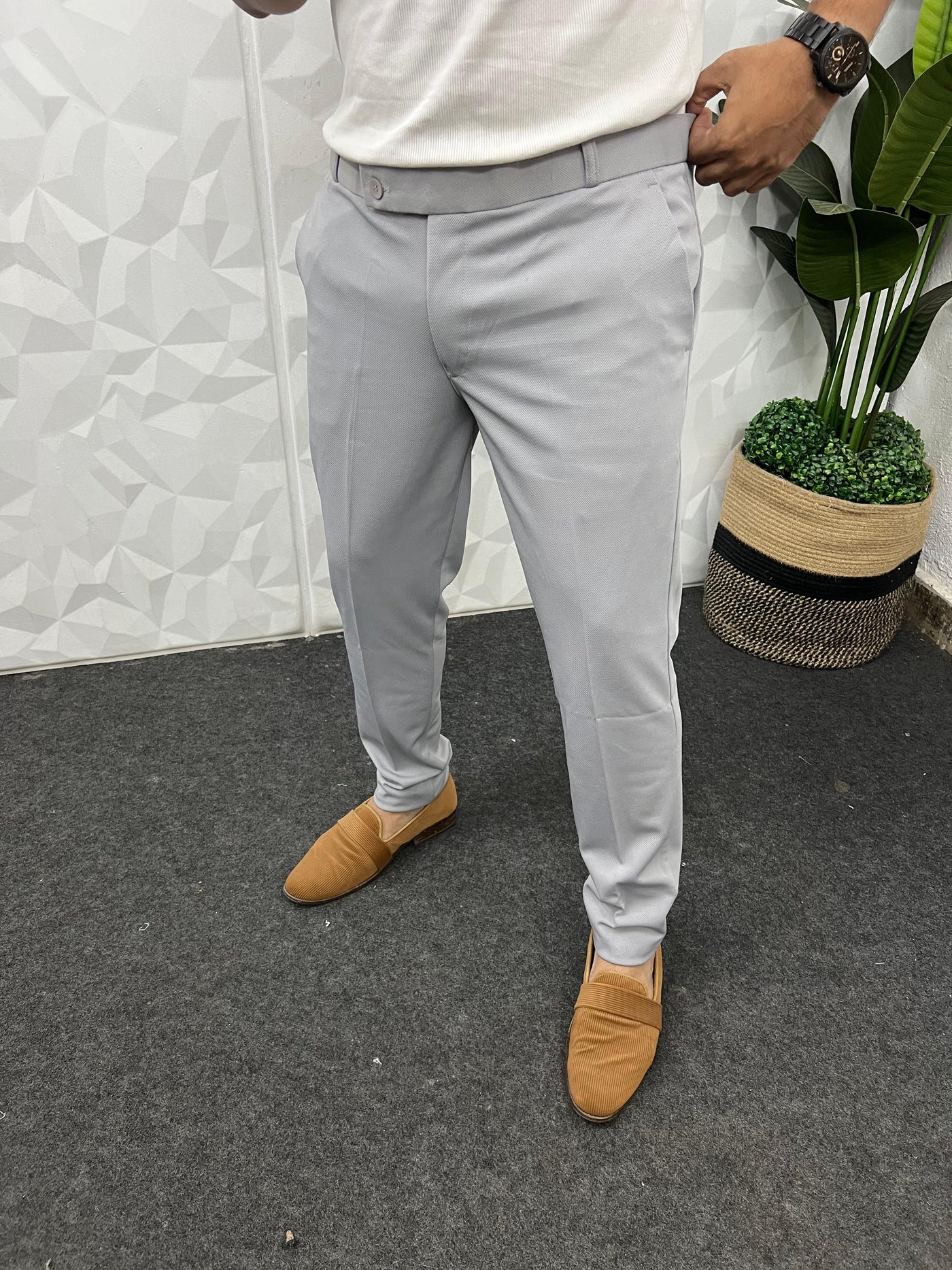 Peanut fabric ankle trouser